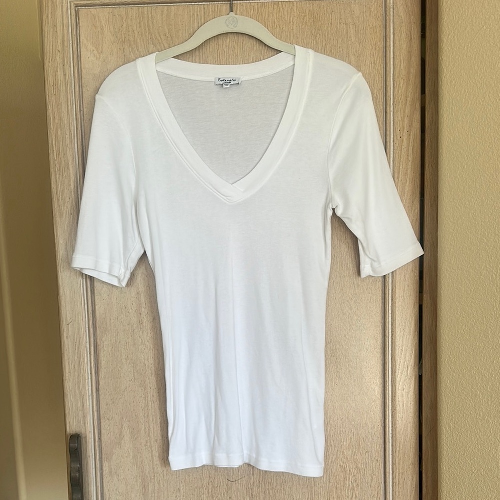 Splendid White V-Neck Women's Top